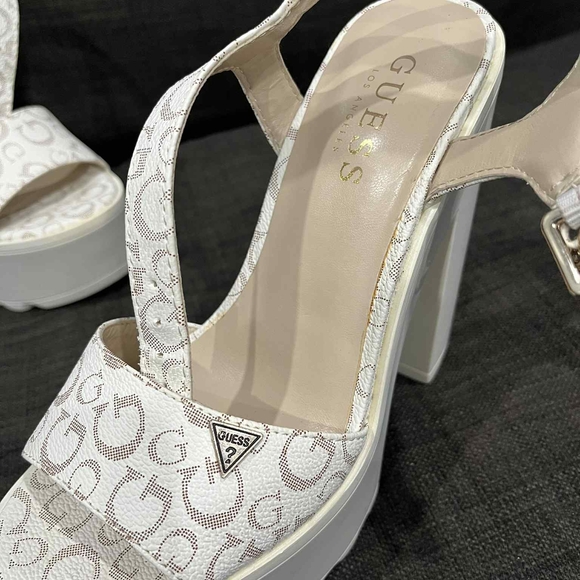 Guess White Patterned Platform Heels - Picture 7 of 9